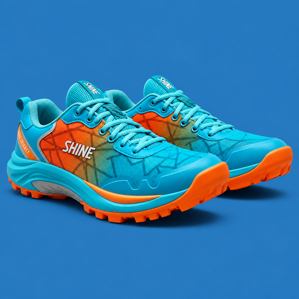 Shine Cricket Shoes - Blue/Orange