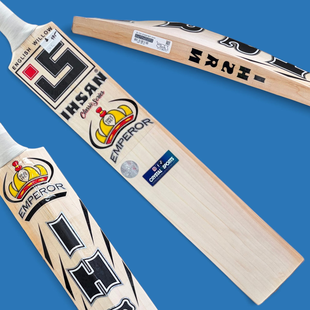 Ihsan Emperor English willow cricket bat, full profile blade with thick edges
