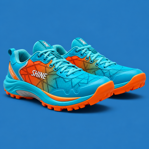 Shine Cricket Shoes - Blue/Orange