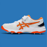 Asics Speed Menace Cricket Spikes - White / Orange 4