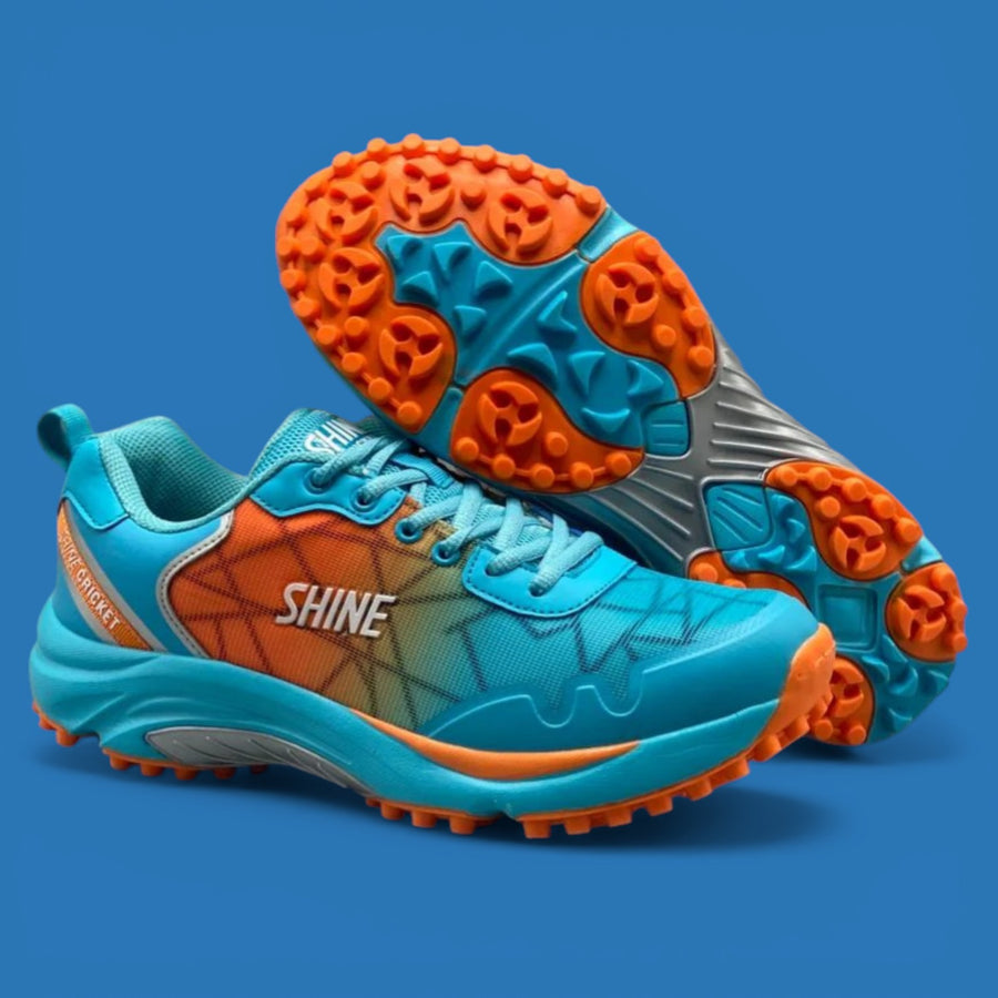 Shine Cricket Shoes - Blue/Orange