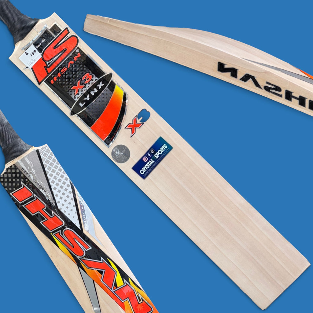 Ihsan X3 English Willow cricket bat, traditional face profile with a large mid-to-low swell